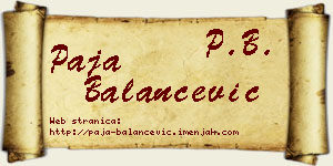 Paja Balančević vizit kartica